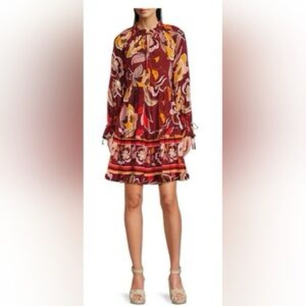 Gibson Latimer Red and Yellow Floral Mini Dress